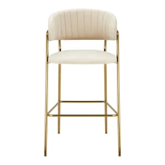 Designová barová židle, béžová Velvet látka/gold chrom zlatý, DASMIN TYP 2