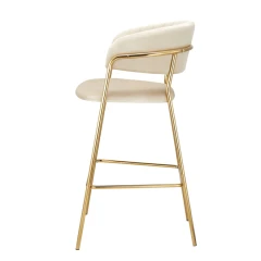Designová barová židle, béžová Velvet látka/gold chrom zlatý, DASMIN TYP 2