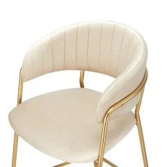Designová barová židle, béžová Velvet látka/gold chrom zlatý, DASMIN TYP 2