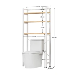 Regál nad WC, dub natural/bílá, BALRAM