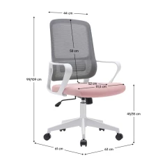 Kancelářské křeslo, růžová/šedá/bílá, SALOMO TYP 1