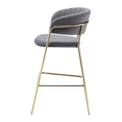 Designová barová židle, šedohnědá Velvet látka/gold chrom zlatý, DASMIN TYP 2
