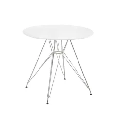 Jídelní stůl, chrom / MDF, bílá extra vysoký lesk HG, RONDY