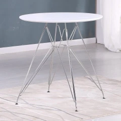 Jídelní stůl, chrom / MDF, bílá extra vysoký lesk HG, RONDY