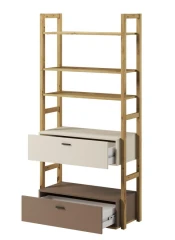 Regál se 2 zásuvkami 85 LIMERA barva dub artisan/béžová/lanýž