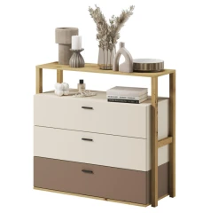 Komoda se 3 zásuvkami LIMERA barva dub artisan/béžová/lanýž
