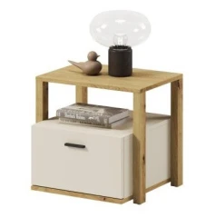 Noční stolek se zásuvkou LIMERA barva dub artisan/béžová