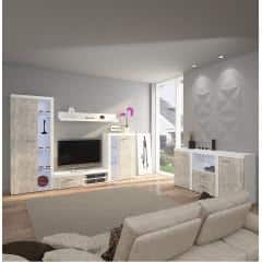Obývací stěna, beton světlý / bílá, ROCHESTER