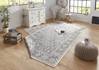 NORTHRUGS kusový koberec Twin-Wendeteppiche 103116 grau creme – na ven i na doma