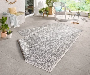NORTHRUGS kusový koberec Twin-Wendeteppiche 103116 grau creme – na ven i na doma