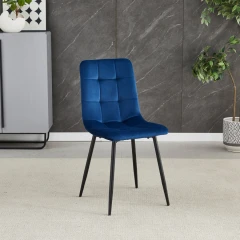 Židle jídelní, modrá sametová látka, nohy černý kov CT-281 BLUE4