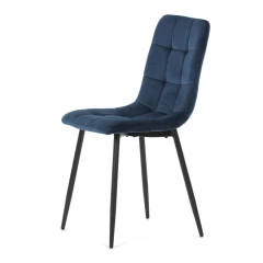 Židle jídelní, modrá sametová látka, nohy černý kov CT-281 BLUE4