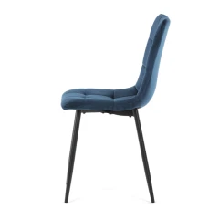 Židle jídelní, modrá sametová látka, nohy černý kov CT-281 BLUE4