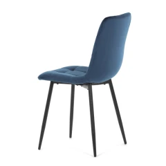 Židle jídelní, modrá sametová látka, nohy černý kov CT-281 BLUE4