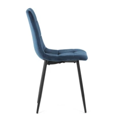 Židle jídelní, modrá sametová látka, nohy černý kov CT-281 BLUE4