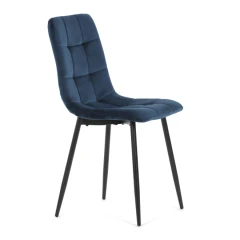 Židle jídelní, modrá sametová látka, nohy černý kov CT-281 BLUE4