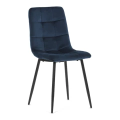 Židle jídelní, modrá sametová látka, nohy černý kov CT-281 BLUE4