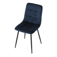 Židle jídelní, modrá sametová látka, nohy černý kov CT-281 BLUE4