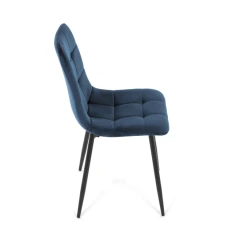 Židle jídelní, modrá sametová látka, nohy černý kov CT-281 BLUE4