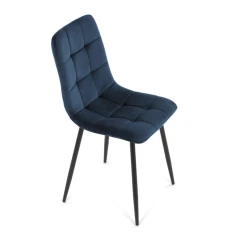 Židle jídelní, modrá sametová látka, nohy černý kov CT-281 BLUE4