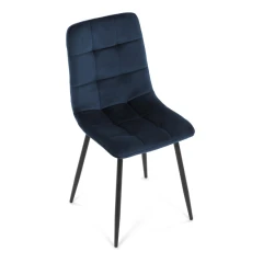 Židle jídelní, modrá sametová látka, nohy černý kov CT-281 BLUE4