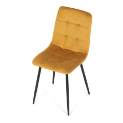 Židle jídelní, žlutá sametová látka, nohy černý kov CT-281 YEL4