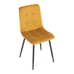 Židle jídelní, žlutá sametová látka, nohy černý kov CT-281 YEL4