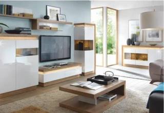 Jídelní rozkládací stůl LYOT03 - dub riviera / bílá č.5 Jídelní rozkládací stůl LYOT03 - dub riviera / bílá č.5