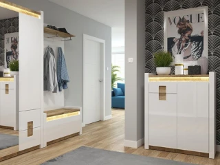 ALAMEDA botník SFK1K, bílý lesk/dub westminster č.3