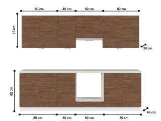 Kuchyň SOLE 260 cm, s vybavením, bílá alpská/ořech lincoln č.2