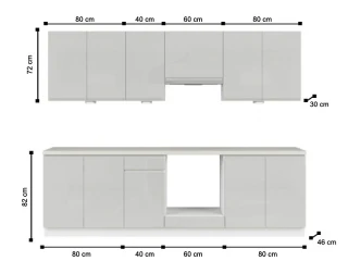 Kuchyň SOLE 260 cm, s vybavením, světlé šedý lesk č.2