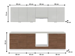 Kuchyň SOLE 260 cm, s vybavením, světle šedý lesk/ořech lincoln č.2