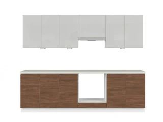 Kuchyň SOLE 260 cm, s vybavením, světle šedý lesk/ořech lincoln č.1