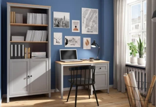 SALGA psací stůl BIU1D1S, šedá arktisgrau/dub artisan č.6