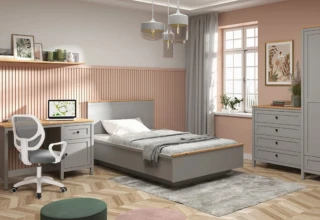 SALGA noční stolek KOM1S, šedá arktisgrau/dub artisan