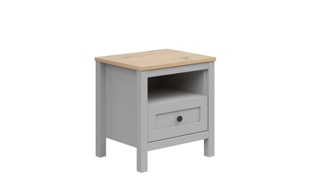 SALGA noční stolek KOM1S, šedá arktisgrau/dub artisan