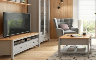 SALGA televizní stolek RTV2S, šedá arktisgrau/dub artisan č.4