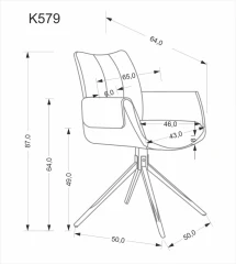 Otočné křeslo K579, hnědá č.8