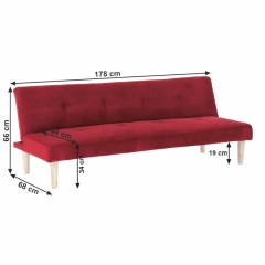 Rozkládací pohovka ALIDA - bordó Velvet látka / dub č.6 Rozkládací pohovka ALIDA - bordó Velvet látka / dub č.6