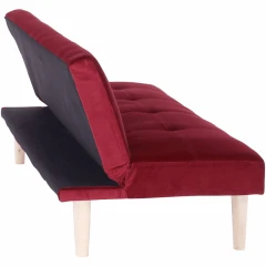 Rozkládací pohovka ALIDA - bordó Velvet látka / dub č.2 Rozkládací pohovka ALIDA - bordó Velvet látka / dub č.2