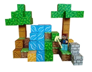 Magnetická stavebnice Minecraft Stromy a vodopád s postavičkou 101ks