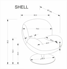 Otočné křeslo SHELL, krémová č.7