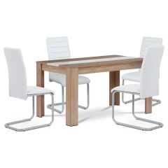 Jídelní set 1+4, stůl 138x80 cm, MDF dub sonoma, židle bílá ekokůže, šedý lak B140SONDCL102WT