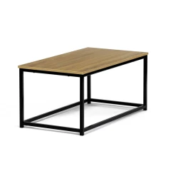 Stůl konferenční, 90x48x41 cm, MDF, dekor divoký dub, černý kov CT-G1090 OAK