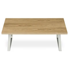 Stůl konferenční 120x60cm, MDF deska, dýha odstín dub, kovové nohy, broušený nerez. CT-W1515 OAK