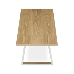 Stůl konferenční 120x60cm, MDF deska, dýha odstín dub, kovové nohy, broušený nerez. CT-W1515 OAK