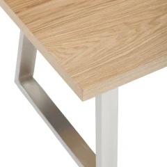 Stůl konferenční 120x60cm, MDF deska, dýha odstín dub, kovové nohy, broušený nerez. CT-W1515 OAK