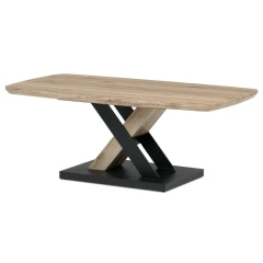 Stůl konferenční 120x60, MDF deska, 3D dekor dub san remo, kovové nohy, černý lak. CT-W1570 SRE