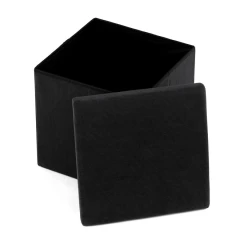 Taburet s úložným prostorem, černá manšestrová látka TAB-471 BK6