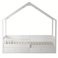 Montessori postel, 90x200, bílá, masiv, BIANKA